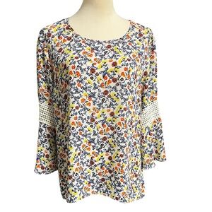 Cato Floral Blouse with Crochet Detail
